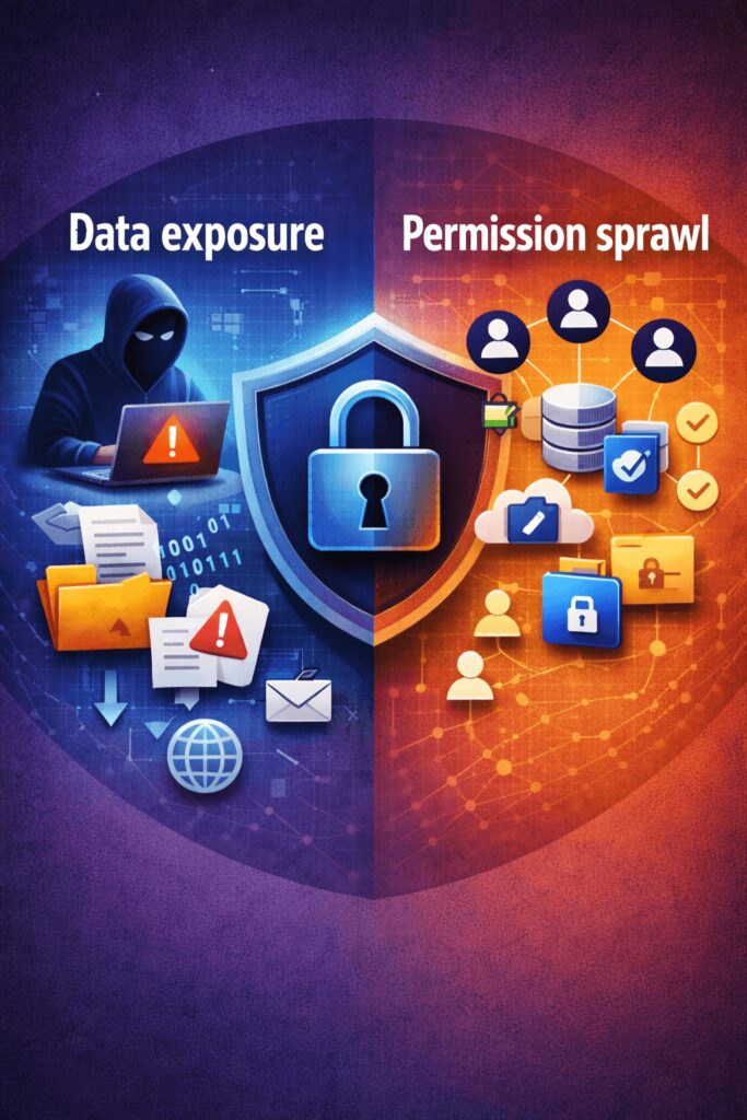 Abstract illustration of data exposure and permission risk