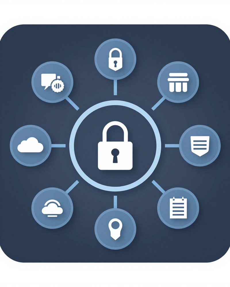 Abstract enterprise identity and cloud security illustration